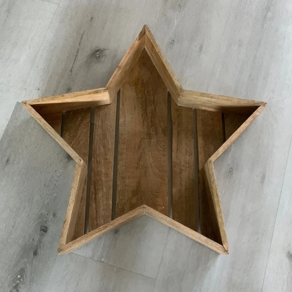 Star Wooden shape Tray Christmas Decor Rustic large